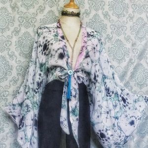 Hand made and hand dyed kimono style crop top